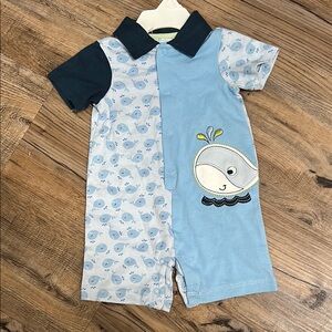 First Impressions Blue Whale Baby Romper
